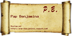 Pap Benjamina névjegykártya